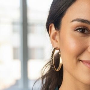 Pomina Gold Tone Crystal Hoop Earrings